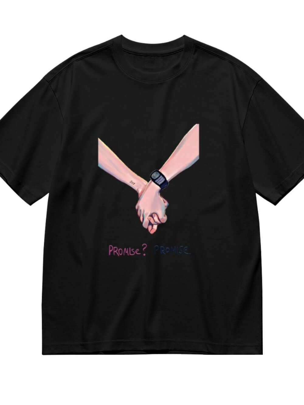 Men's Black Graphic Short Sleeve Tee - Promise Handhold Design - Picture 3 of 5